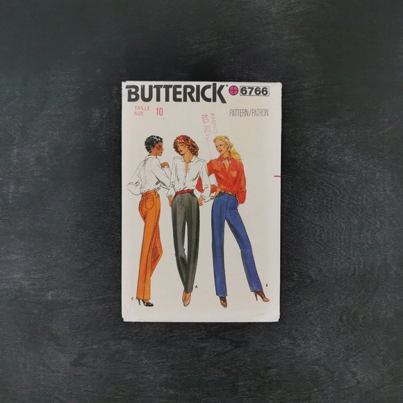 1980s Butterick 6766 Pant Sewing Pattern Waist 25 Modern US 2 Jean Style Trouser - Picture 1 of 6